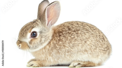 Cute baby rabbit posing studio white background pet photo