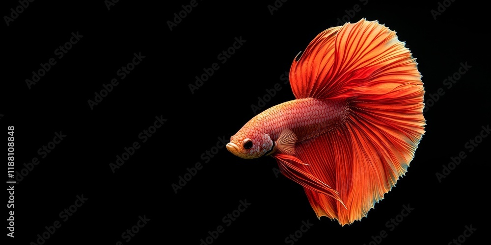Vibrant Betta fish displayed in isolation against a striking black background, showcasing the beauty and elegance of Betta fish in a captivating visual presentation. Vibrant Betta fish displayed in isolation against a striking black background, showcasing the beauty and elegance of Betta fish in a captivating visual presentation.