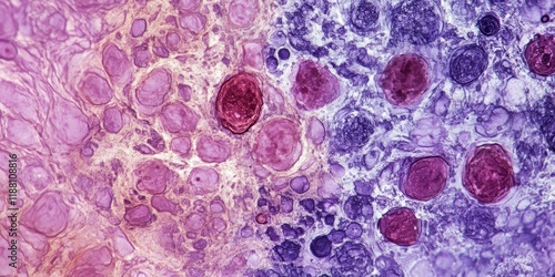 Light micrograph depicting a liver needle biopsy in haemochromatosis. This liver biopsy reveals hepatocytes with distinct brown iron deposits and highlights a fibrotic portal tract at the top.