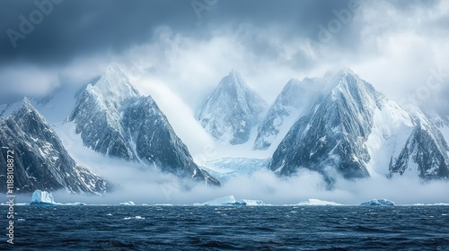 Wallpaper Mural Majestic Snow-Capped Mountains Surrounded by Misty Clouds Torontodigital.ca