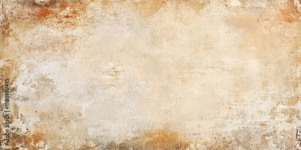 Warm cream tan vintage canvas background featuring unique stains and pigments, perfect for artistic projects or creative endeavors. This vintage canvas background adds a charming touch to designs.