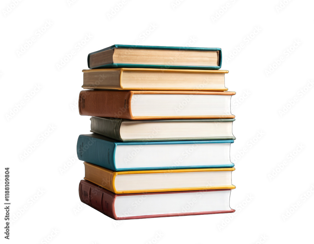 Stack of Books Isolated on Transparent PNG Background, Knowledge, Education, and Learning Concept. Stack of Books Isolated on Transparent PNG Background, Knowledge, Education, and Learning Concept.