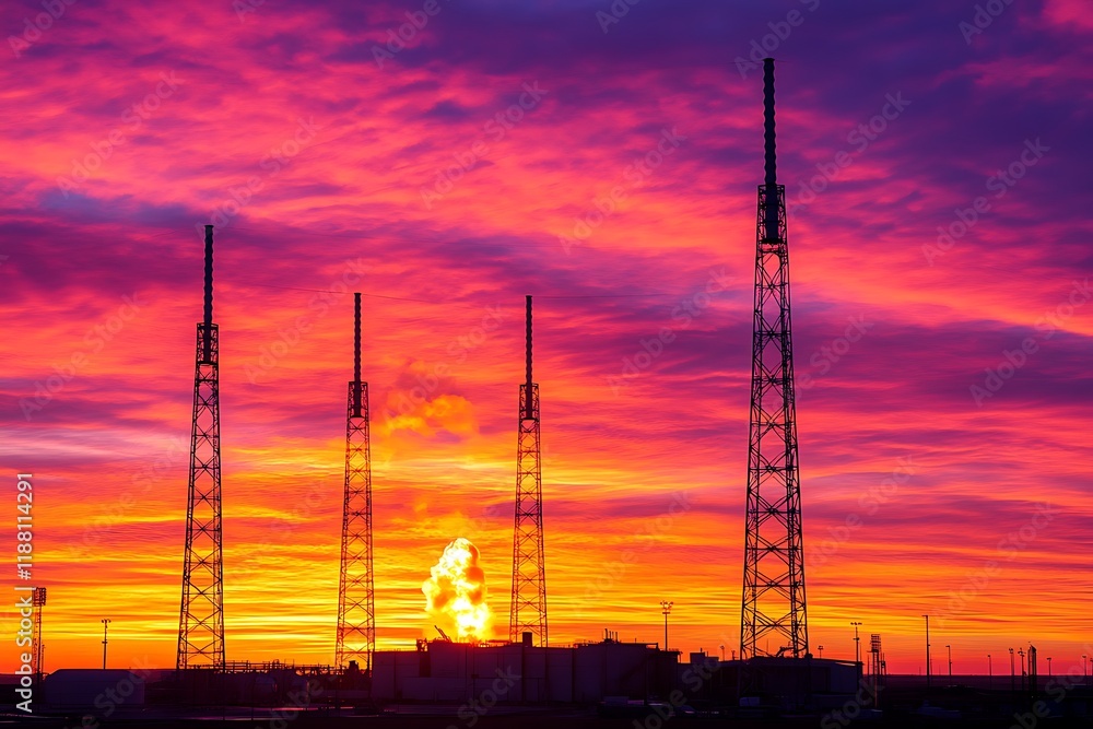 Fototapeta premium Rocket launch at sunrise