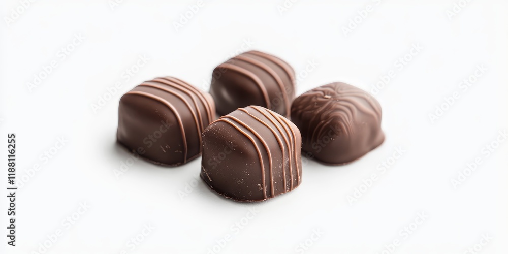 Delicious chocolate candy arranged on a pristine white background creates an enticing visual. This chocolate candy offers a tempting treat perfect for any occasion, showcasing its rich allure. Delicious chocolate candy arranged on a pristine white background creates an enticing visual. This chocolate candy offers a tempting treat perfect for any occasion, showcasing its rich allure.