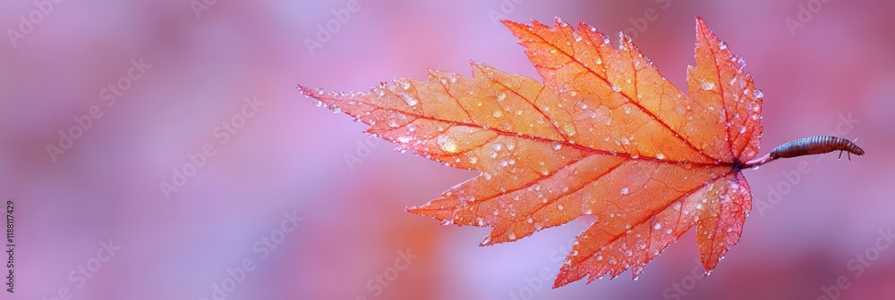 Autumn's Gentle Embrace: A Dew-Kissed Maple Leaf Autumn's Gentle Embrace: A Dew-Kissed Maple Leaf