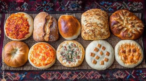 Wallpaper Mural Assorted Breads Arranged On A Woven Mat Torontodigital.ca