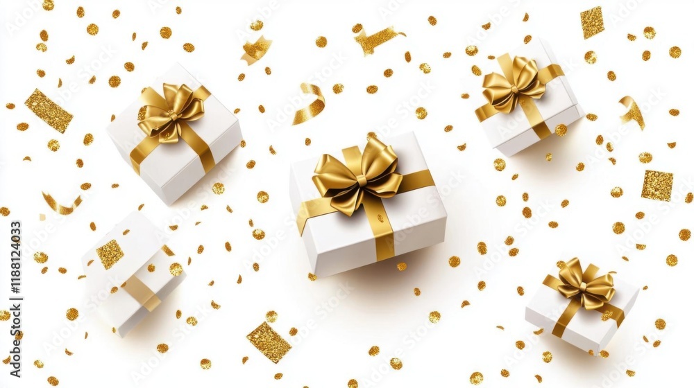 Gift boxes flying and falling on white background. Gift boxes flying and falling on white background.