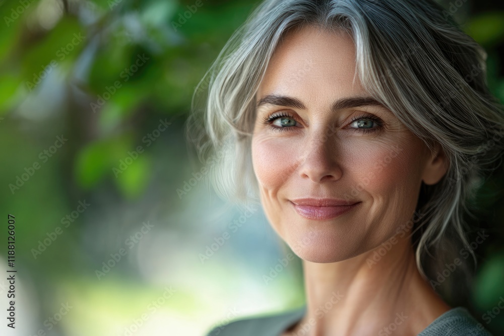 Template for portrait of smiling middle aged woman. Template for portrait of smiling middle aged woman.