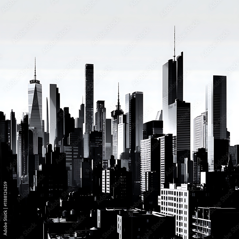 Obraz premium Modern black and white city skyline