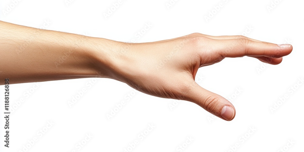 A hand gripping an object is showcased in this image, isolated on a white background. The hand effectively illustrates the act of holding or picking something up, with a clean clipping path included. A hand gripping an object is showcased in this image, isolated on a white background. The hand effectively illustrates the act of holding or picking something up, with a clean clipping path included.