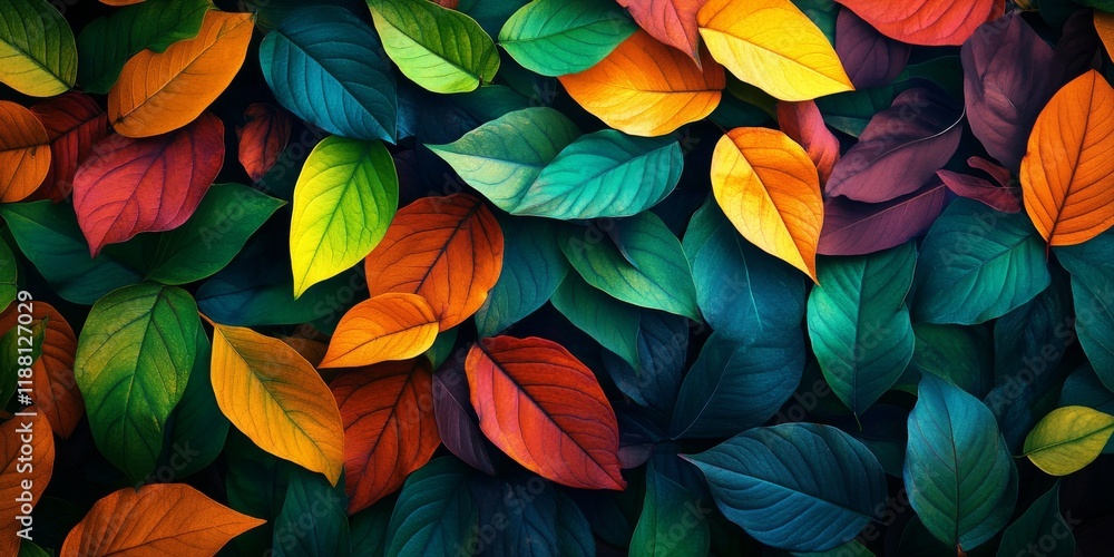 Vibrant and beautiful colorful leaves create a stunning background with ample copy space, perfect for nature concepts and design presentations or as key visual ideas. Vibrant and beautiful colorful leaves create a stunning background with ample copy space, perfect for nature concepts and design presentations or as key visual ideas.