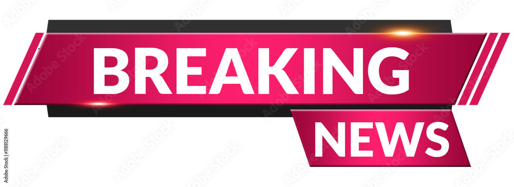 Fototapeta premium Red and Black Breaking News Label Banner title frame lower third