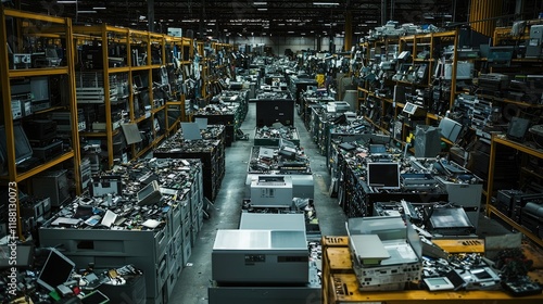 Expansive Warehouse of Electronic Waste and Scrap Materials