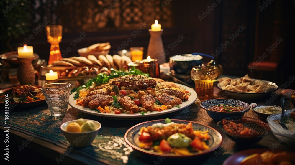 A Lavish Middle Eastern Feast Under Candlelight A Lavish Middle Eastern Feast Under Candlelight