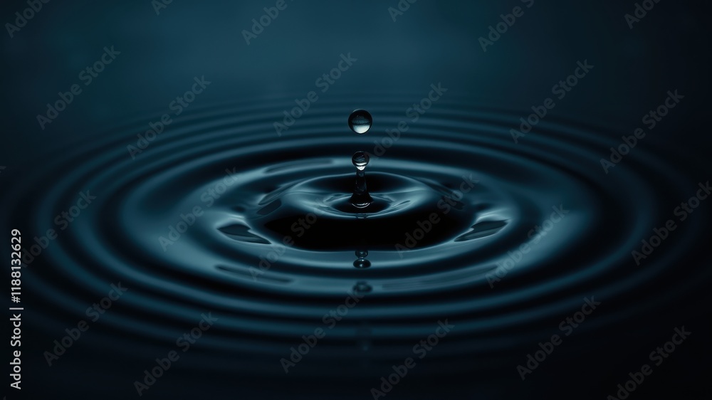 A single drop of water falls onto a dark surface, creating a mesmerizing ripple effect. The concentric circles radiate outwards, reflecting the light and revealing the beauty of simple physics. A single drop of water falls onto a dark surface, creating a mesmerizing ripple effect. The concentric circles radiate outwards, reflecting the light and revealing the beauty of simple physics.