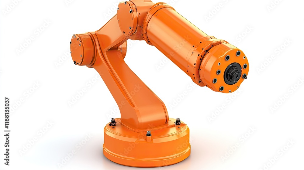 Minimalistic robotic arm frame placed on a clean white studio background. Minimalistic robotic arm frame placed on a clean white studio background.