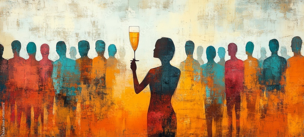 Obraz premium The Empty Celebration, Alcohol Use Disorder