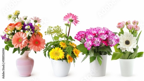 Wallpaper Mural Banner Design: A Set of Beautiful Flowers in Different Varieties on a White Background Torontodigital.ca