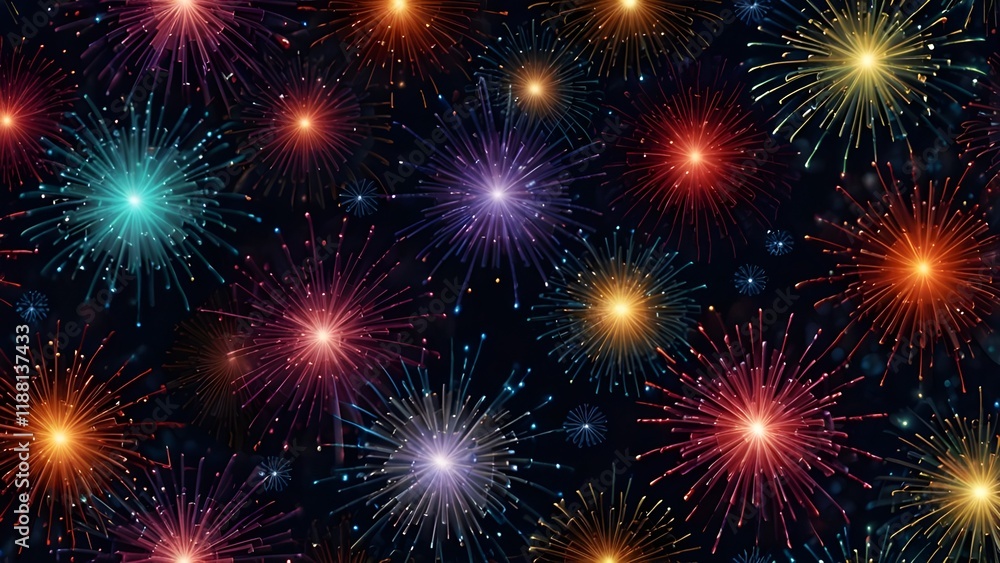 Fototapeta premium Festive xmas firework background. Generative AI