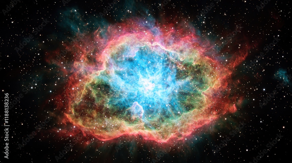 Colorful Cosmic Nebula in Deep Space with Stars and Gas Clouds Colorful Cosmic Nebula in Deep Space with Stars and Gas Clouds