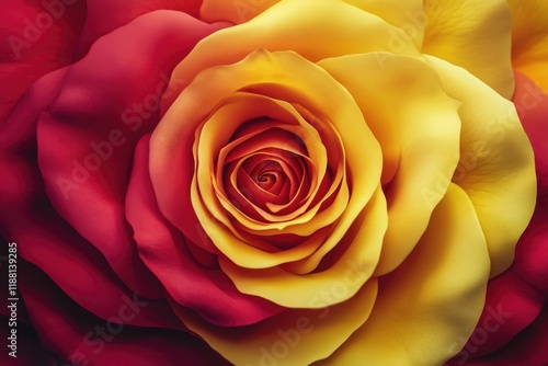 Wallpaper Mural Rose in the center with color degradation  red to yellow. Diffuse background. Rectangular format. Torontodigital.ca