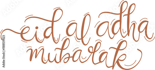 Eid al adha mubarak islamic greeting hand lettering calligraphy vector