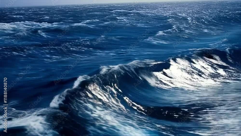 Turbulent Ocean Waves: A Deep Blue Panorama Turbulent Ocean Waves: A Deep Blue Panorama