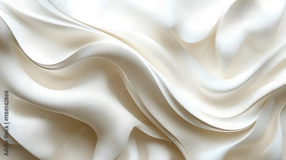 Obraz premium Creamy white fabric texture, soft waves, elegant background, design