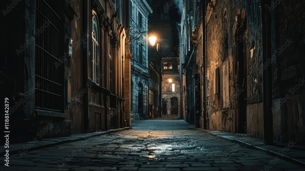 Dark and Mysterious Alleyway in a Historic European City at Night Dark and Mysterious Alleyway in a Historic European City at Night