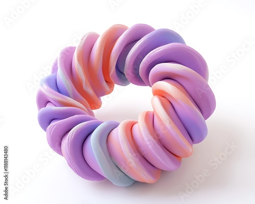 Spiral-shaped plasticine ice cream, finely detailed and 3D rendered on a white background. photo