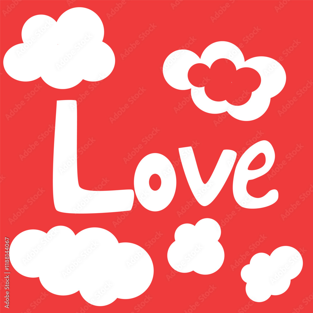 Happy Valentine's Day Background with clouds and love. Red. Promotion and shopping template for love and valentine's day concept. Happy Valentine's Day Background with clouds and love. Red. Promotion and shopping template for love and valentine's day concept.