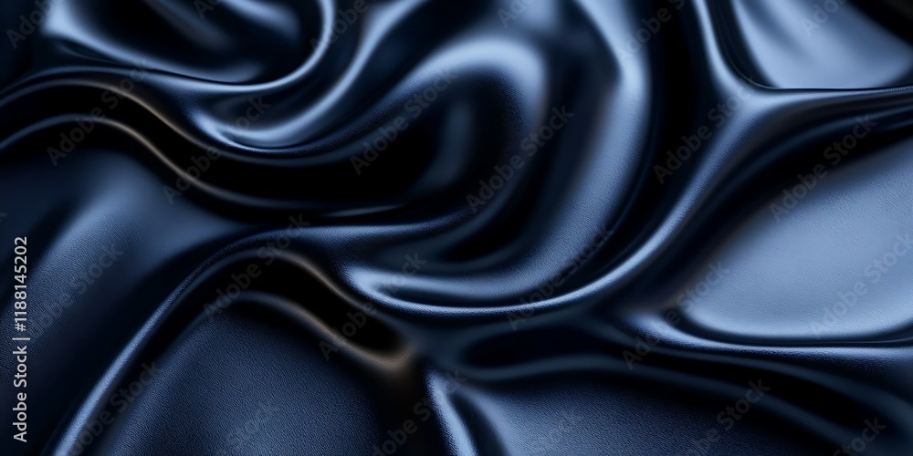 Fototapeta premium Dark blue silk fabric folds, elegant texture background