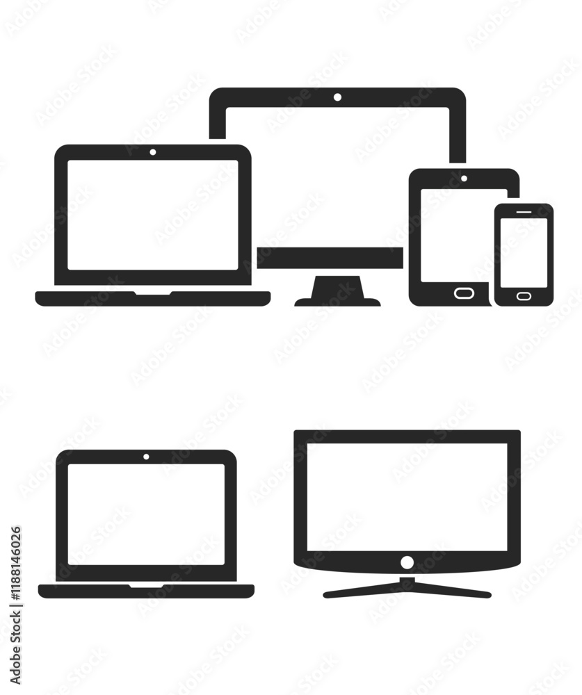 Digital devices icons stock illustration Digital devices icons stock illustration