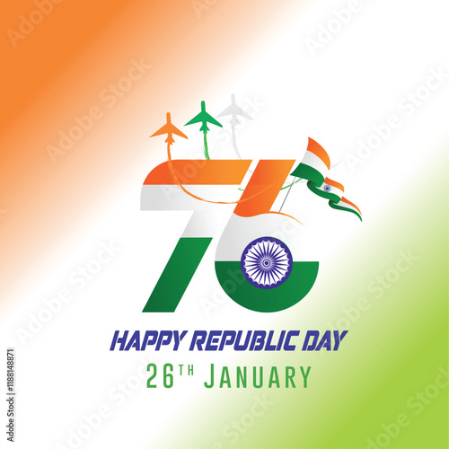 26 January- Happy Republic Day of India celebration,6th January india 3d text and Ashoka Wheel, try color hand, man running with indian flag, india gate. vector illustration design