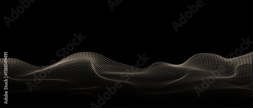 Wallpaper Mural Abstract vector dot particles wavy flowing smooth curve gold gradient color on dark background. concept of luxury, technology, science, music, modern. Vector ilustration Torontodigital.ca