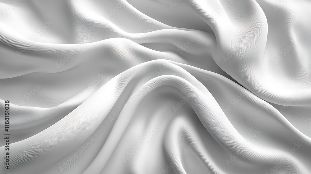 Fototapeta premium White silk fabric texture, soft folds, elegant drape, studio background, design resource