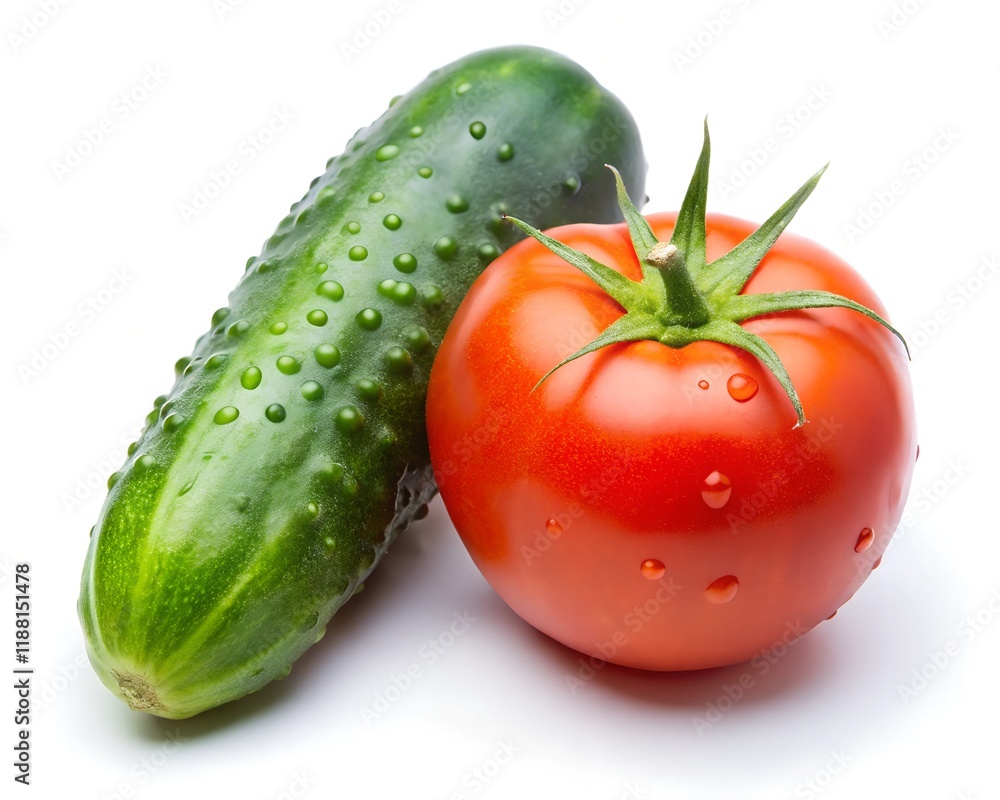 tomato and cucumber isolated on a white background tomato and cucumber isolated on a white background
