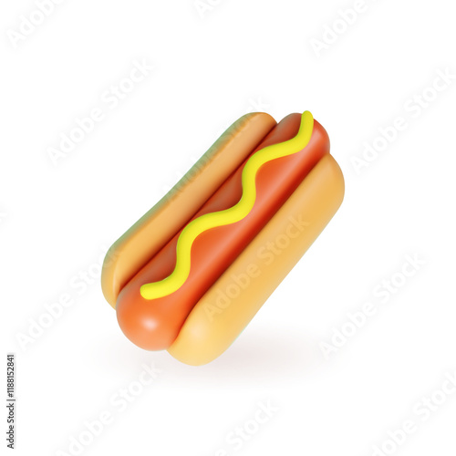 3d realistic hotdog isolated on white background. Fast food hot dog Vector illustration