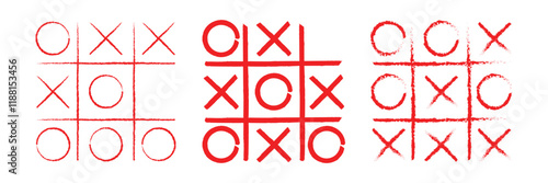 Game tic tac toe icon. Tic tac toe icon sign. Simple thin line flat symbol, Cross and tick kids game in black, O X game symbol. 
