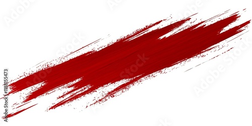 Red paintbrush stroke, white background, design element