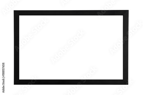 Simple black frame with a thin matte finish, ideal for diplomas, isolated. Isolated on transparent or white background cut out