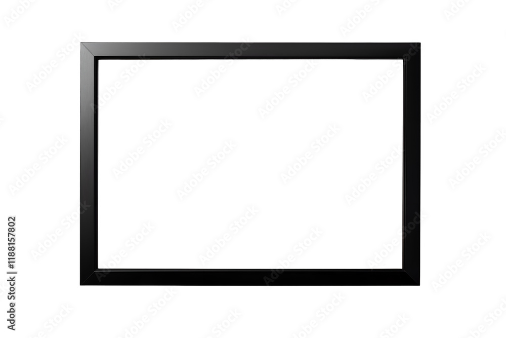 Simple black frame with a thin matte finish, ideal for diplomas, isolated. Isolated on transparent or white background cut out Simple black frame with a thin matte finish, ideal for diplomas, isolated. Isolated on transparent or white background cut out