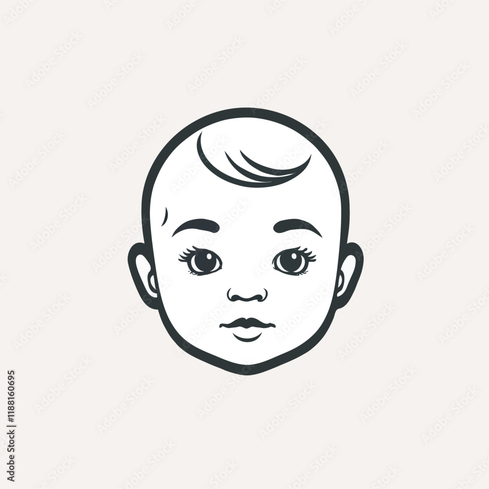 A simple cute baby face vector illustration inside a circle, suitable for child-related designs. A simple cute baby face vector illustration inside a circle, suitable for child-related designs.