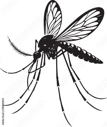 Mosquito Silhouette line art vector illustration on white background