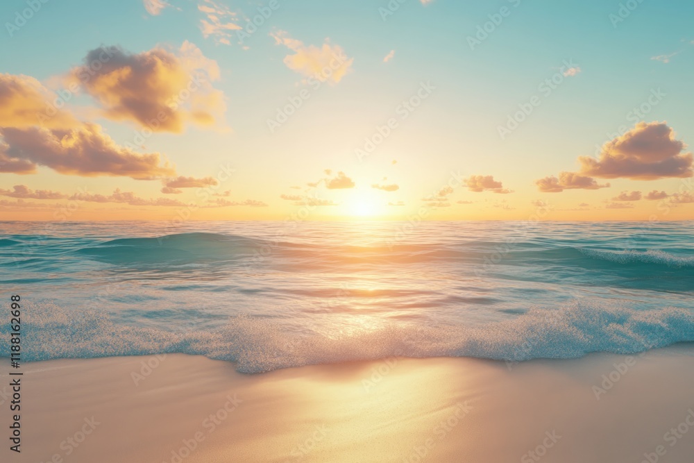 Sunset background afternoon on the beach blue and yellow degrade clean sky Sunset background afternoon on the beach blue and yellow degrade clean sky