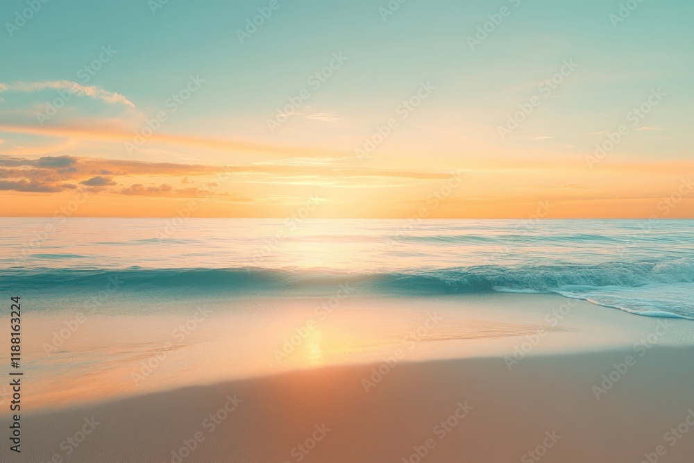 Fototapeta premium Sunset background afternoon on the beach blue and yellow degrade clean sky