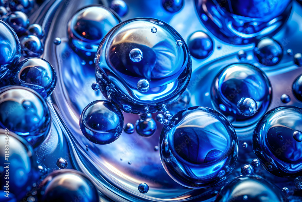 Microscopic Abstract. Blue Spheres in Liquid Microscopic Abstract. Blue Spheres in Liquid