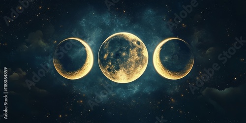 Triple Moon Symbol representing the phases of the moon in Pagan and Wiccan traditions. This Triple Moon Symbol embodies feminine energy and spirituality within these practices.