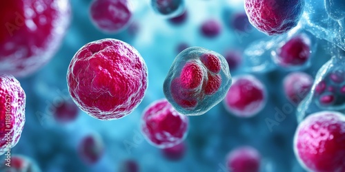 Abnormal cancer cells are present in human blood cells, highlighting the presence of cancer cells and their impact on the overall health of blood cells. Cancer cells can significantly alter blood cell