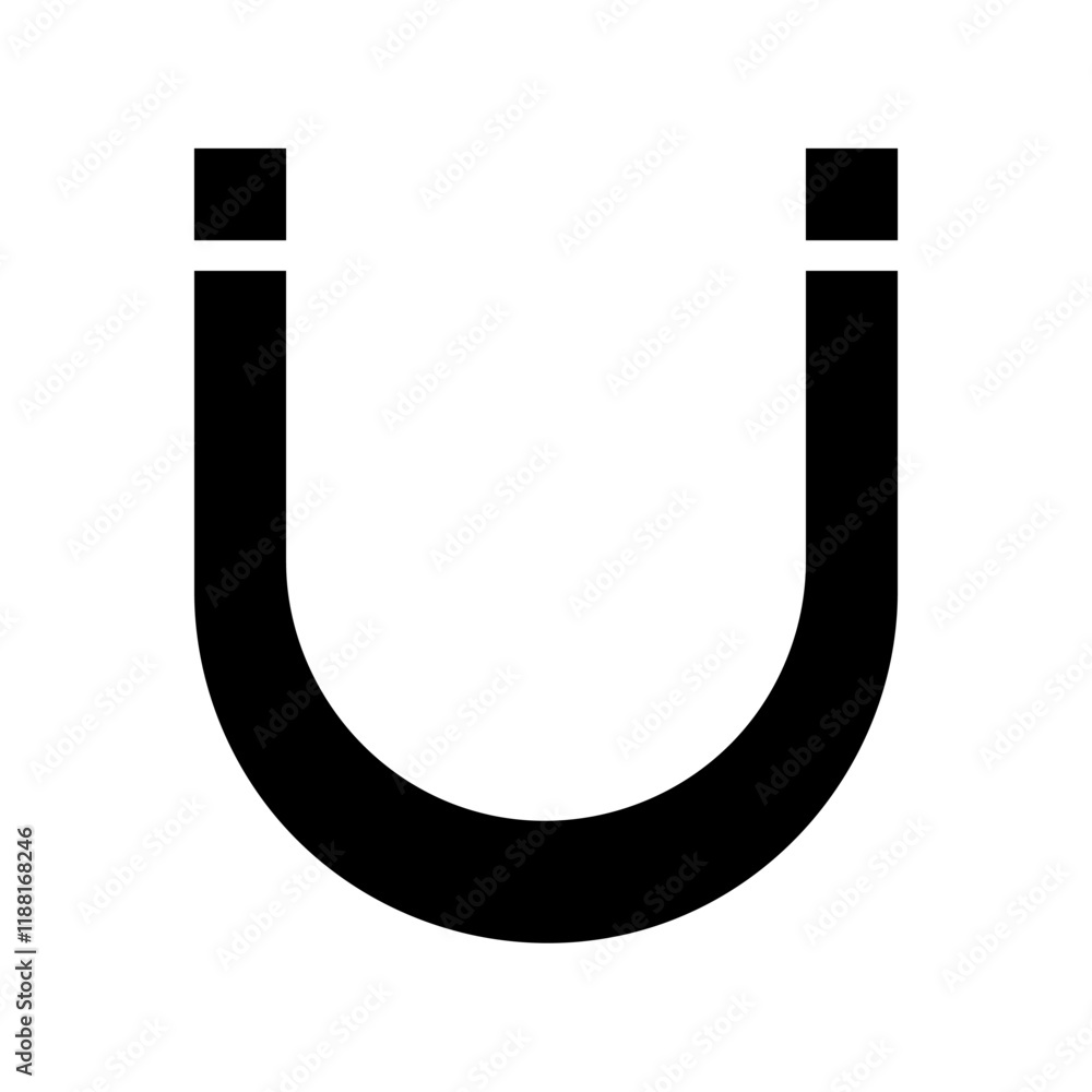 Horseshoe magnet icon. Concept of attraction, force, and polarity. Horseshoe magnet icon. Concept of attraction, force, and polarity.
